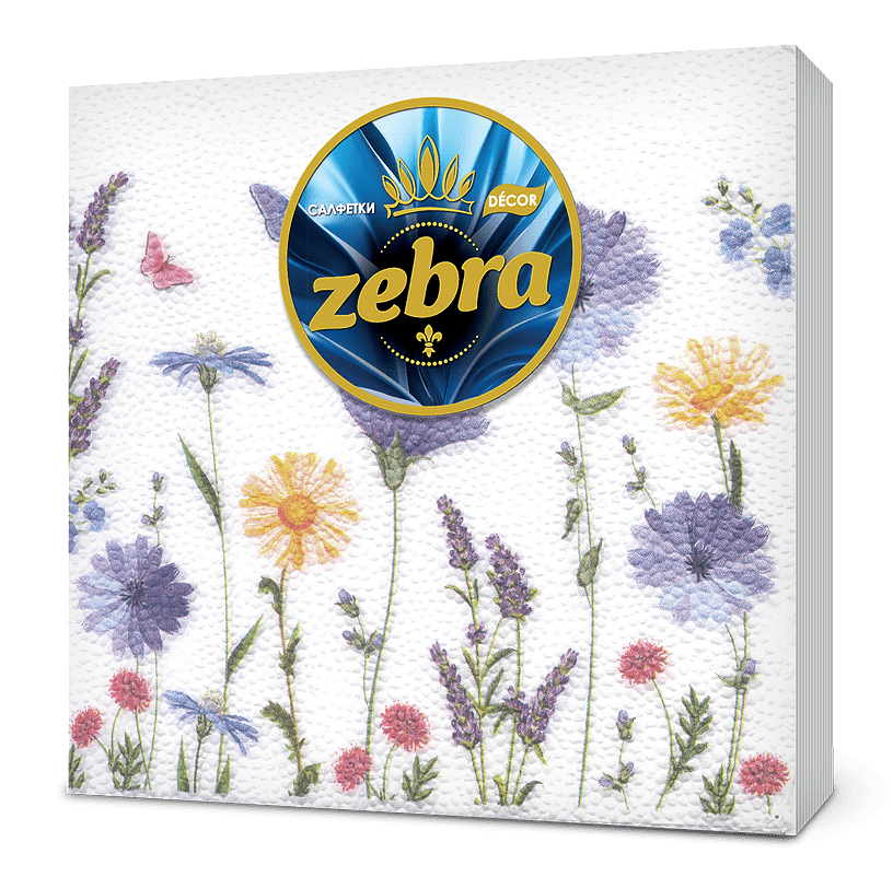 Салфетки Zebra лалета 33х33 см 1 пл. 45 бр.